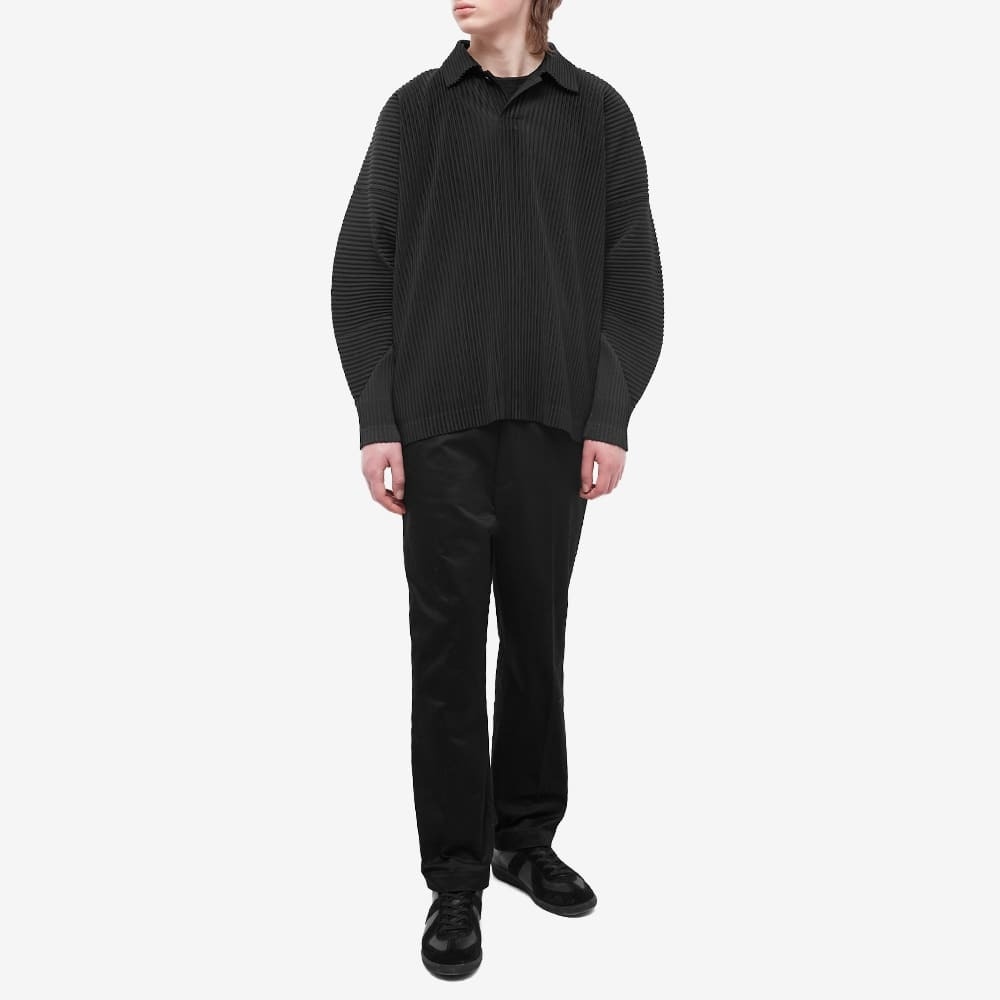 Homme Plissé Issey Miyake Men's Pleated Long Sleeve Polo Shirt in Black ...