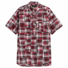 Beams Plus Men's Pullover Patchwork Masras Shirt in Red Patchwork
