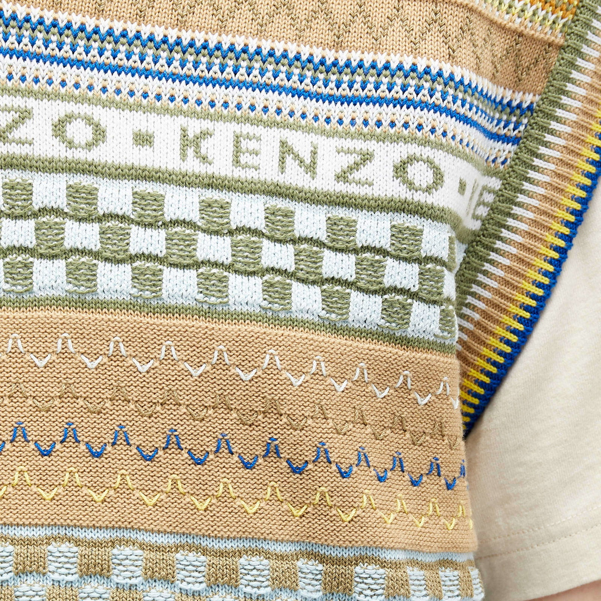 Kenzo Men's Fairisle Knit Vest in Camel Kenzo