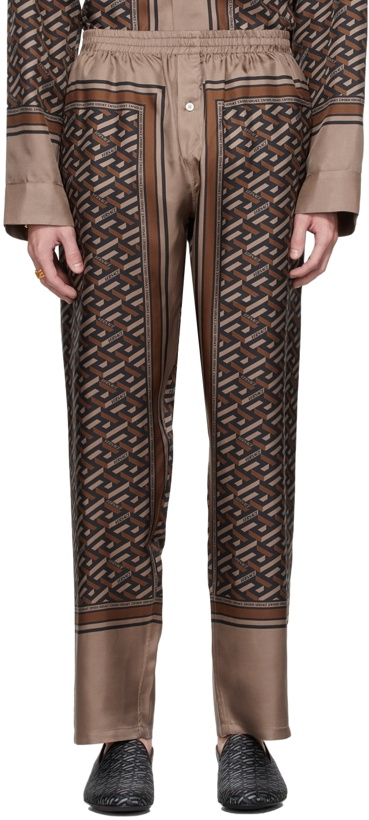 Photo: Versace Underwear Brown 'La Greca' Pyjama Pants