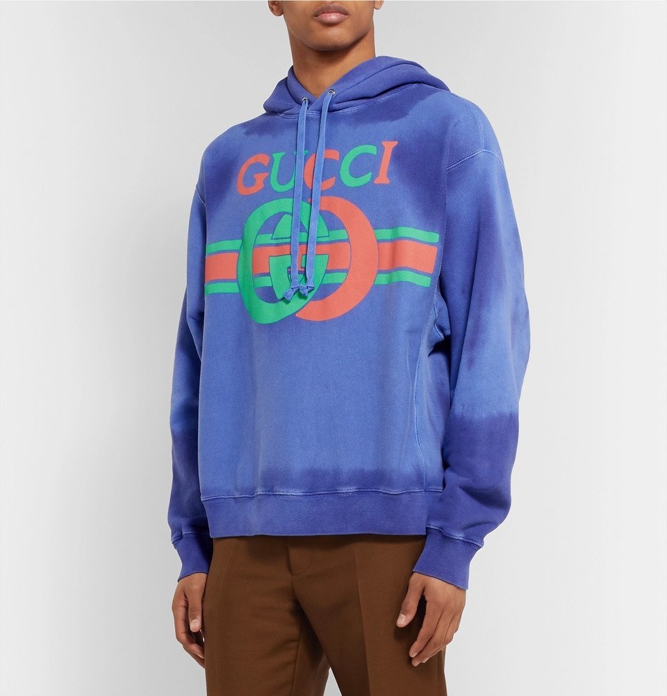 Gucci Jersey Cardigan Sweatshirt in Blue Tie Dye | MTYCI