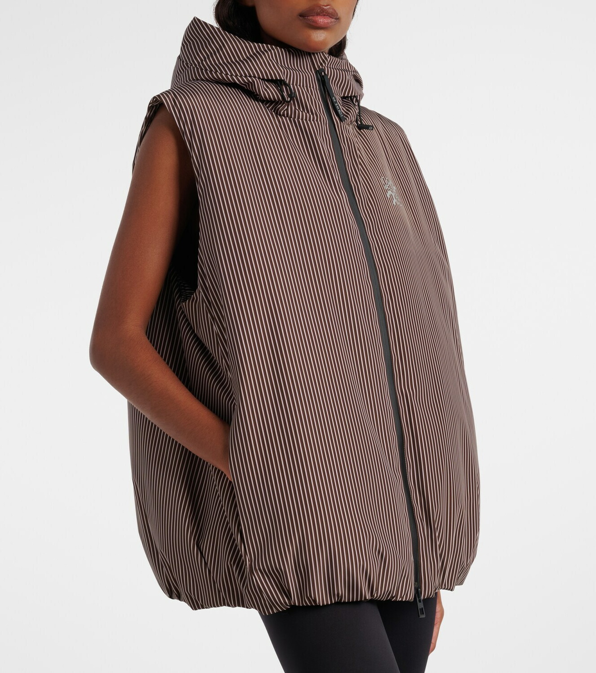 Loewe x On hooded striped puffer vest