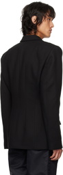 LGN Louis Gabriel Nouchi Black Double-Breasted Viscose Blazer