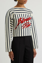 Balmain Logo-print Striped Cotton top Cream