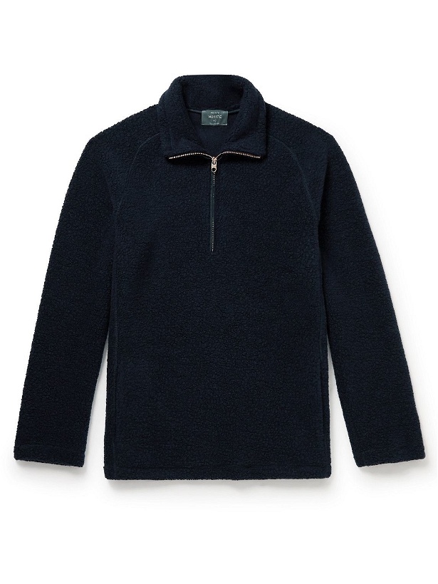 Photo: Private White V.C. - Wool-Blend Fleece Half-Zip Sweater - Blue