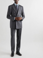 TOM FORD - Double-Breasted Striped Wool and Silk-Blend Suit Jacket - Gray