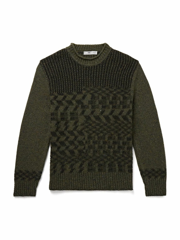 Photo: Inis Meáin - Claiochai Merino Wool and Cashmere-Blend Jacquard Sweater - Green