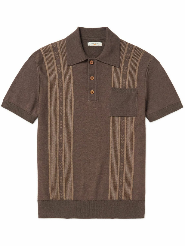 Photo: Nudie Jeans - Frippe Emboirdered Wool and Cotton-Blend Polo Shirt - Brown