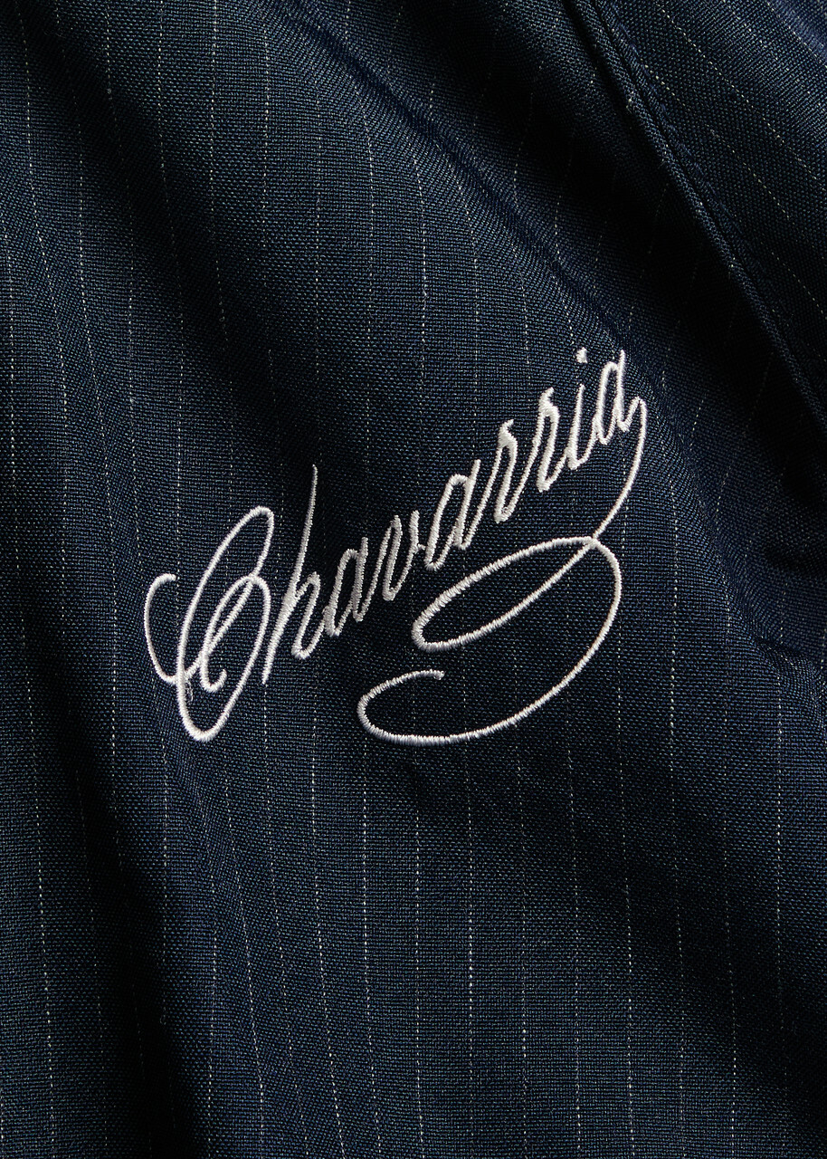 Willy Chavarria Ruff Rider Pinstriped Woven Track Jacket Navy