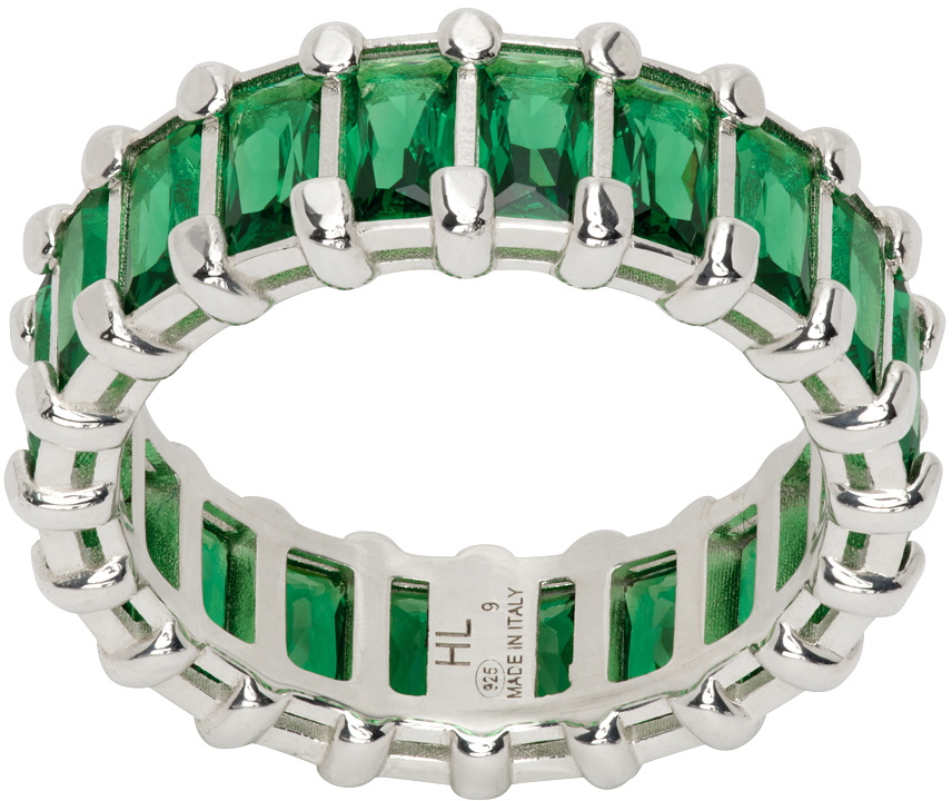 Hatton Labs Silver & Green Baguette Eternity Ring