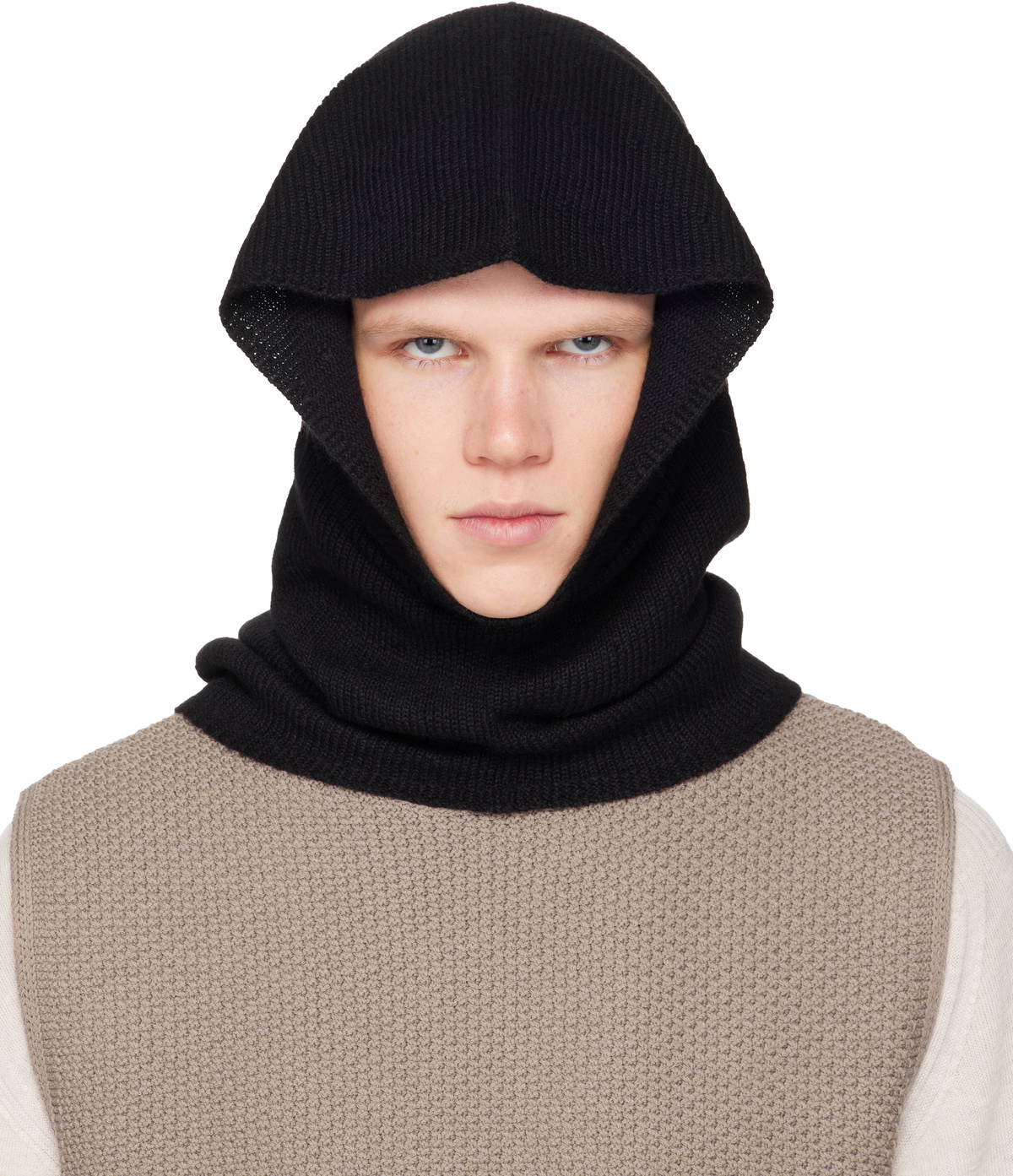 HOMME PLISSÉ ISSEY MIYAKE Black Cashmere Winter Gear Snood Homme