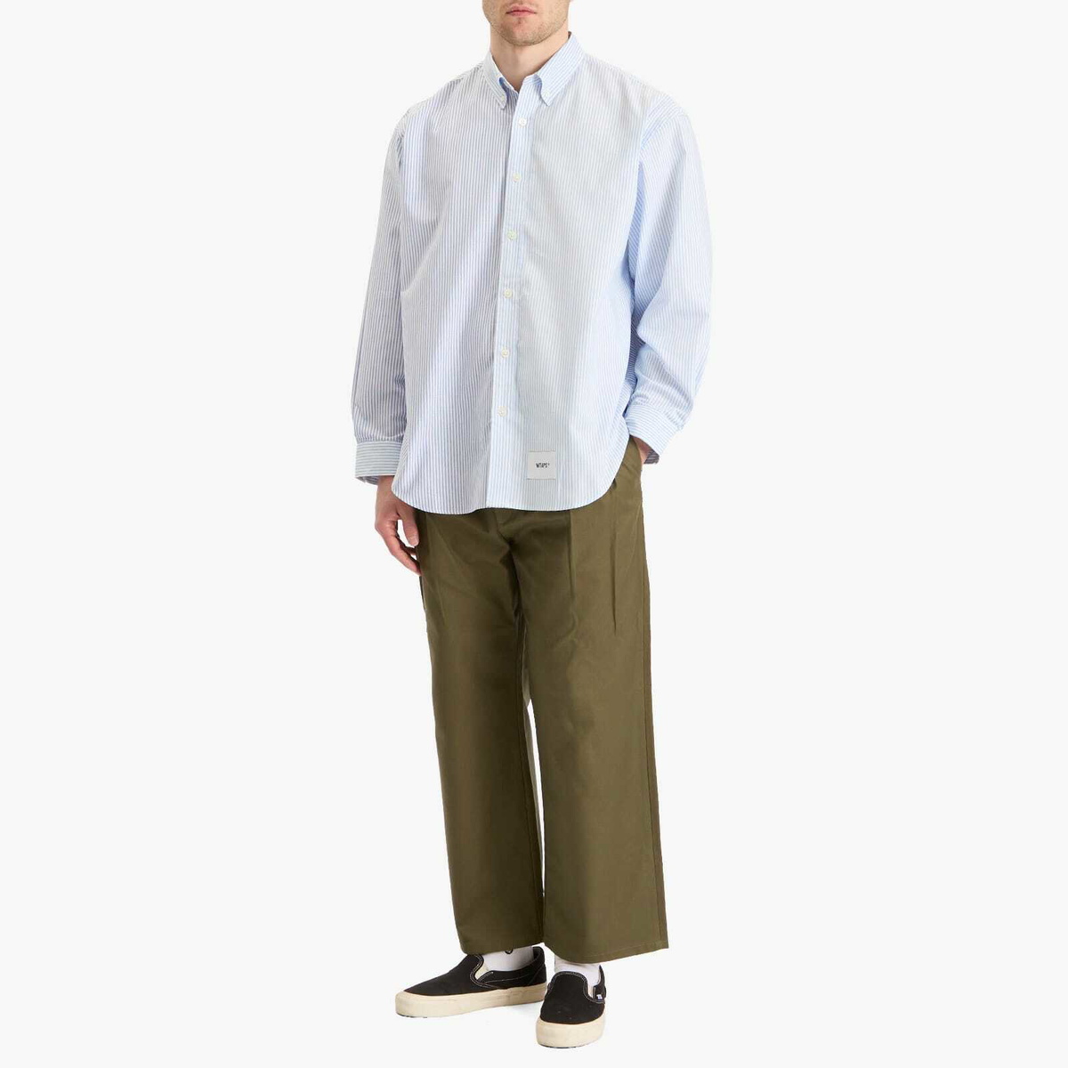 WTAPS Men's Coolmax Multi Stripe Oxford Shirt in Blue