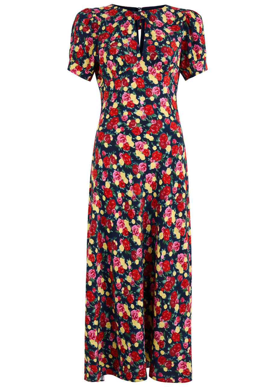 Kitri Gwendolyn Floral-print Midi Dress Red KITRI