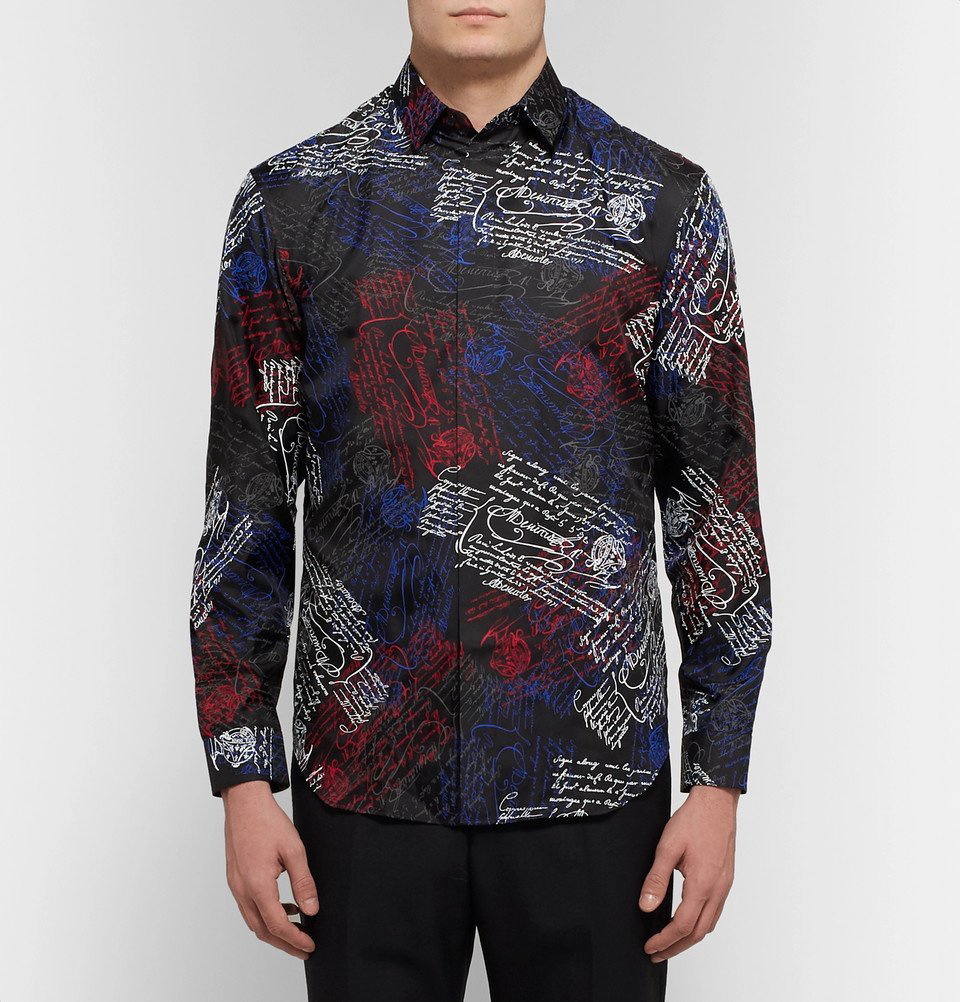 Berluti - Scritto-Print Mulberry Silk-Twill Shirt - Black Berluti