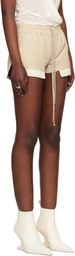 Rick Owens Beige Fog Boxer Leather Shorts