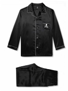 Mastermind World - Logo-Embroidered Silk-Satin Pyjama Set - Black