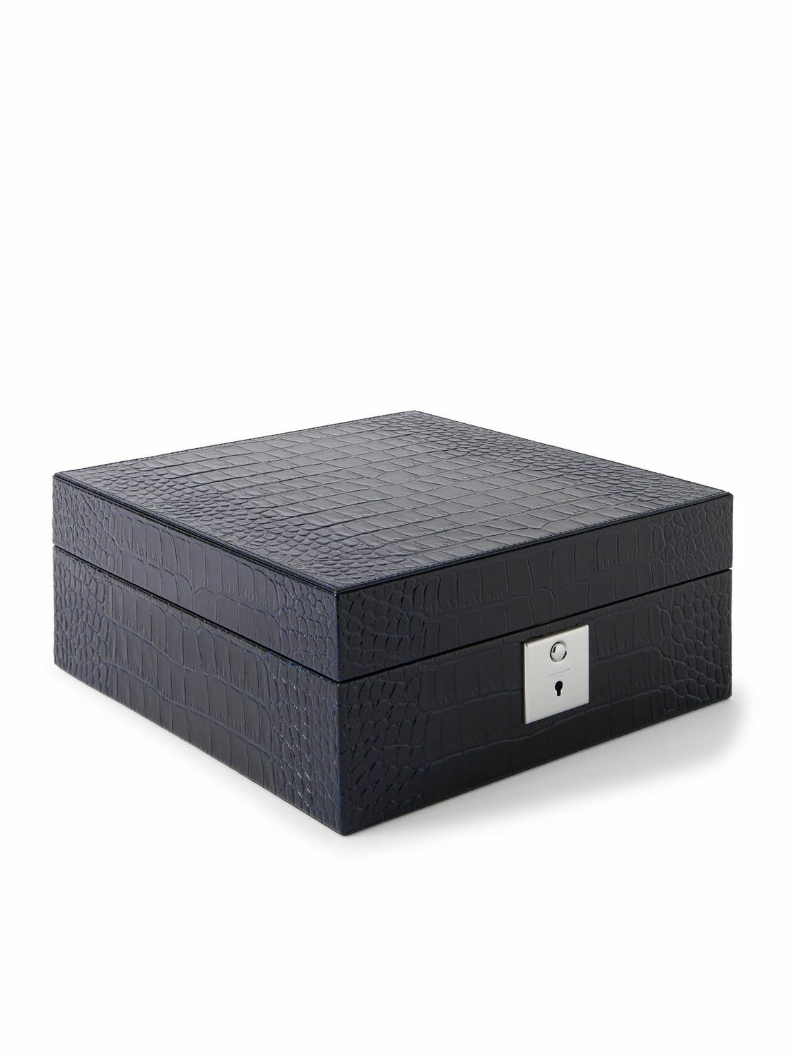 Smythson - Mara Croc-Effect Leather Six-Piece Watch Box