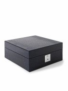 Smythson - Mara Croc-Effect Leather Six-Piece Watch Box