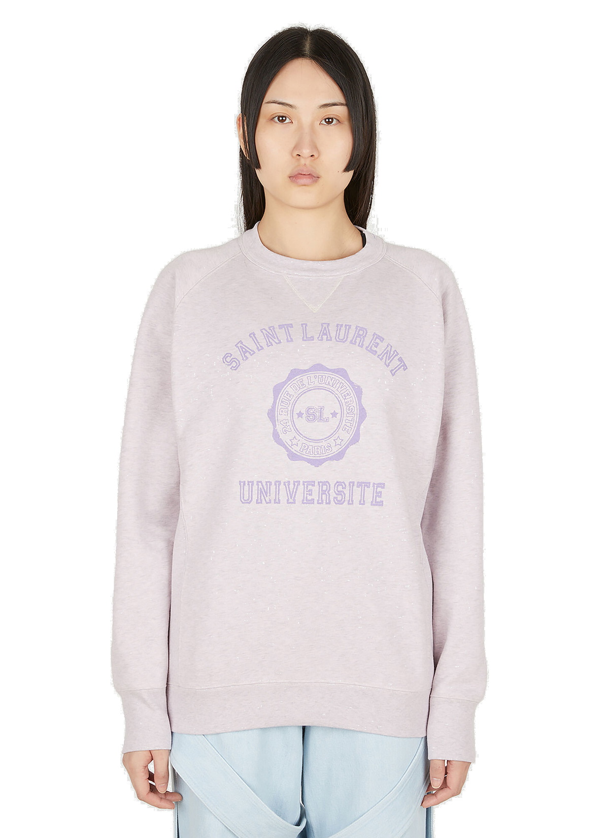 Logo Print Sweatshirt in Purple Saint Laurent