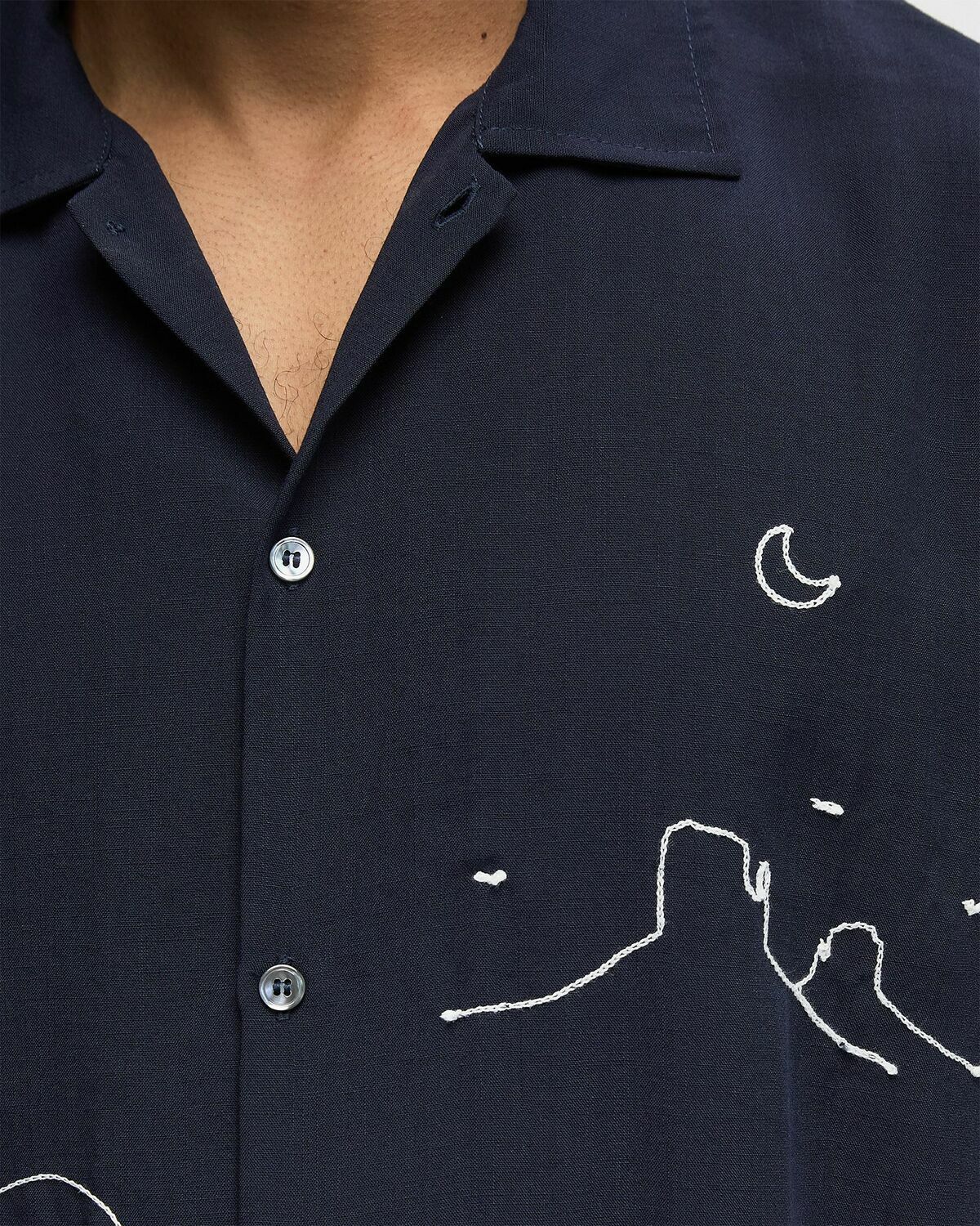 One of these Days INTO THE DISTANCE CAMP SHIRT Blue Mens Shortsleefe