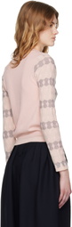 OPEN YY Pink Jacquard Pullover Sweater