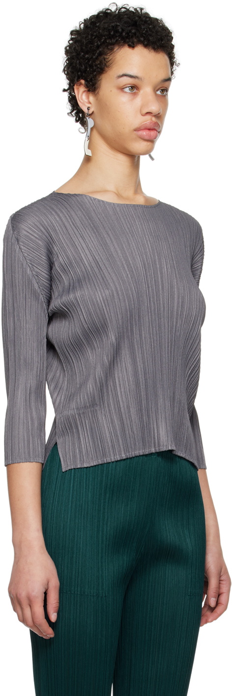Pleats Please Issey Miyake Gray Mellow Long Sleeve T-Shirt - ShopStyle