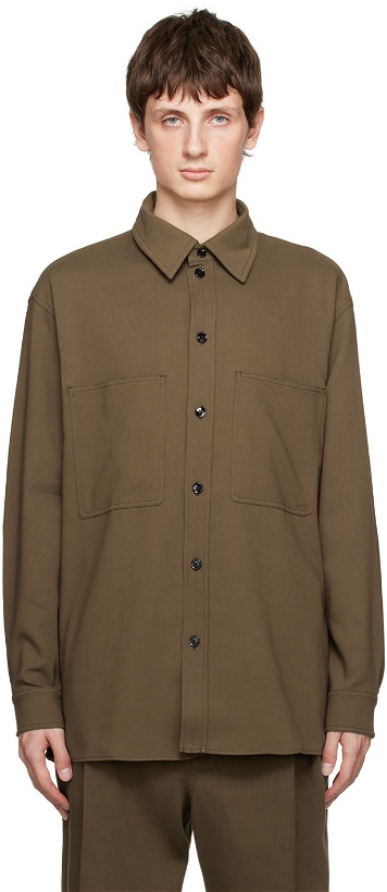 Photo: LEMAIRE Brown Straight Collar Shirt