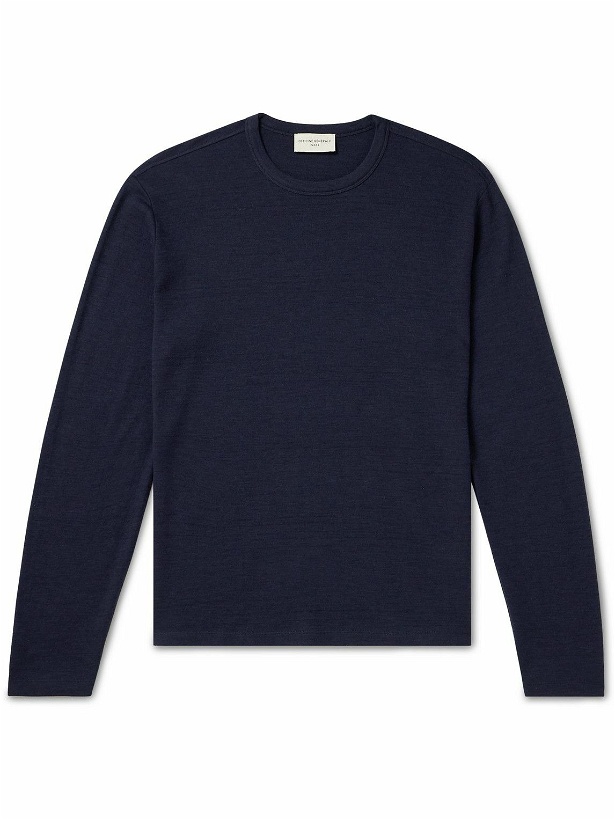 Photo: Officine Générale - Wool-Blend T-Shirt - Blue