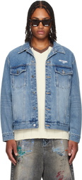 We11done Blue Logo Trucker Denim Jacket