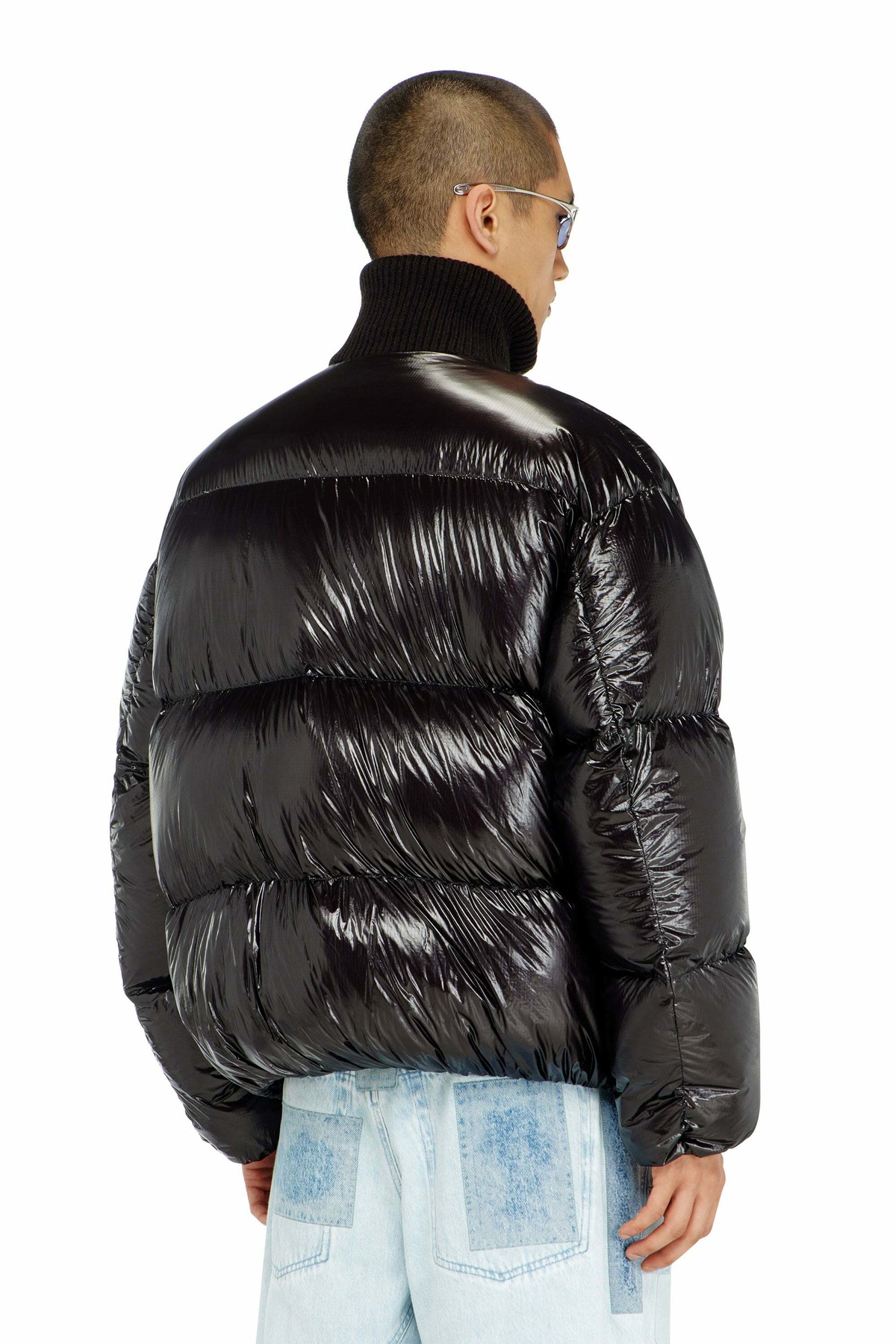 Diesel Down puffer jacket in ripstop with ribbed collar - Winter Jackets Mens in Black