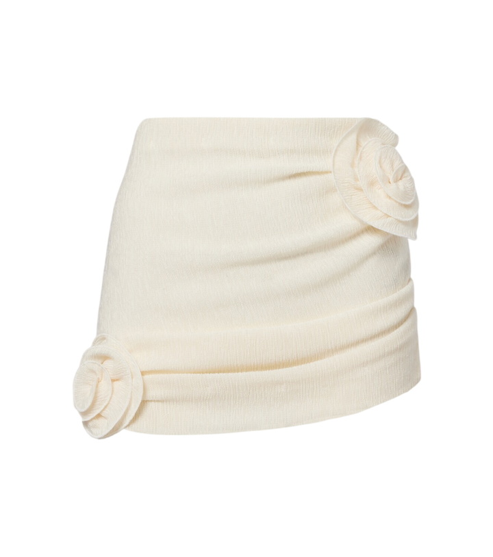 Photo: Magda Butrym Floral-appliqué crêpe miniskirt