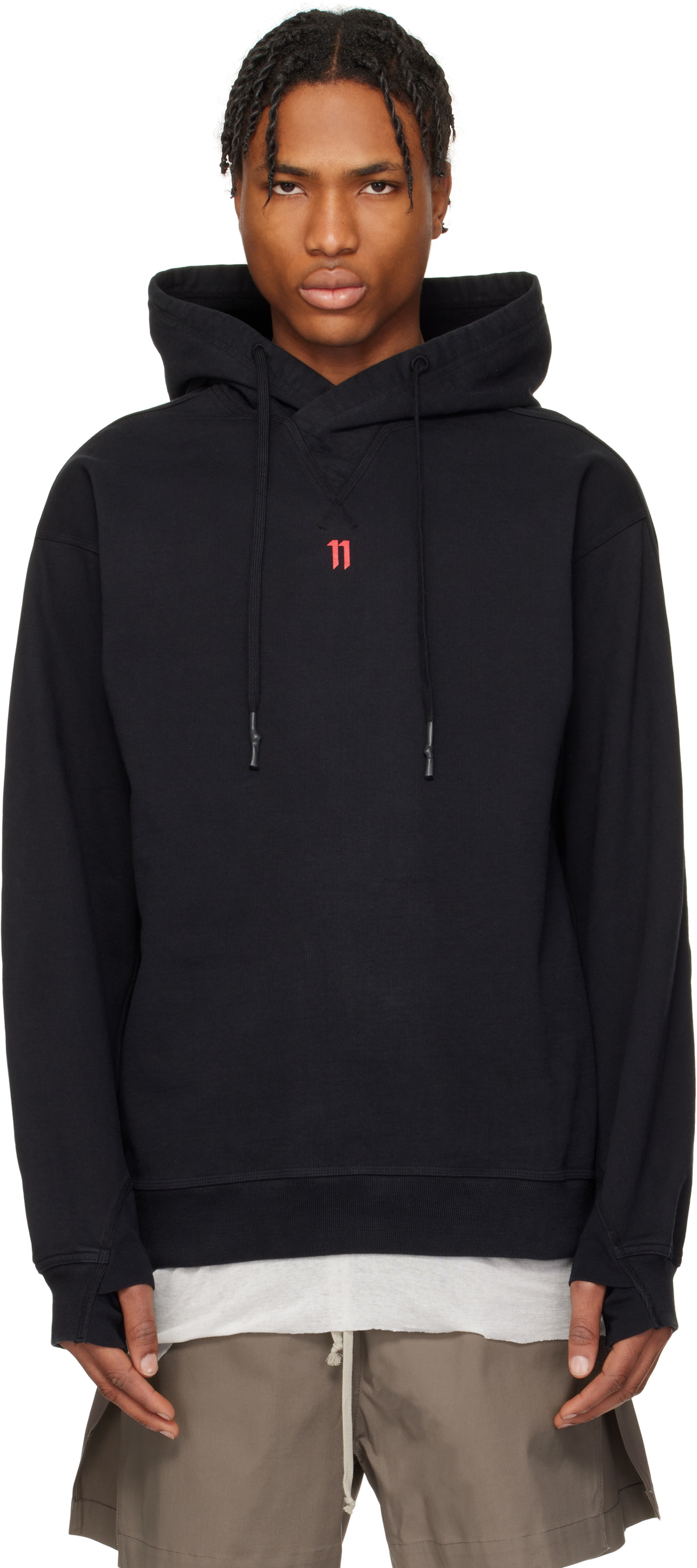 11 by Boris Bidjan Saberi Black Hooded Zip-Up Jacket 11 by