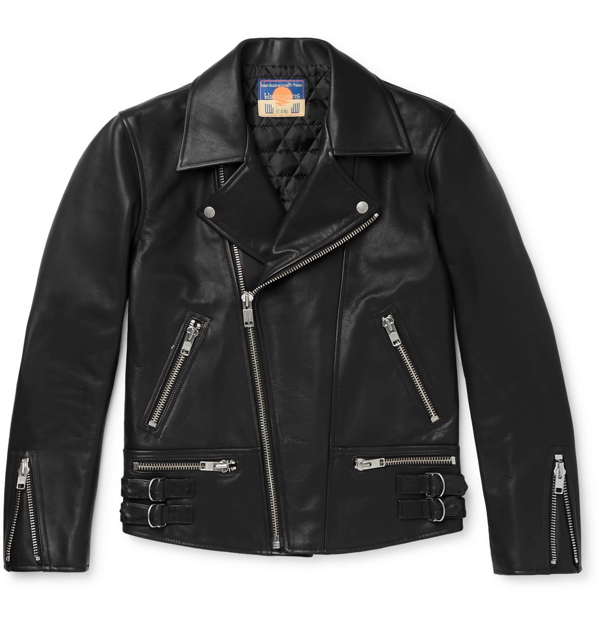 Blackmeans - Slim-Fit Leather Biker Jacket - Black Blackmeans