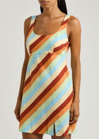 Kitri Connie Striped Linen-blend Mini Dress Multicoloured