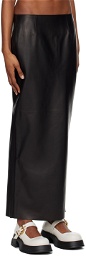 Marni Black Slit Leather Maxi Skirt