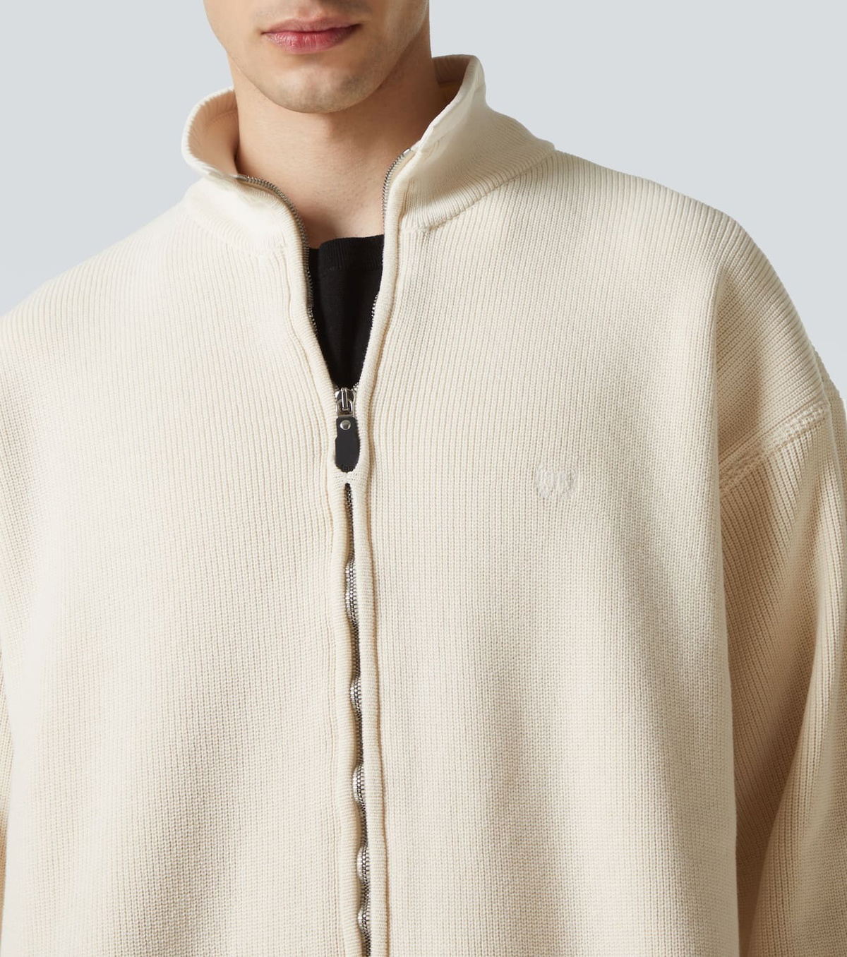 Balenciaga Logo cotton-blend zip-up cardigan