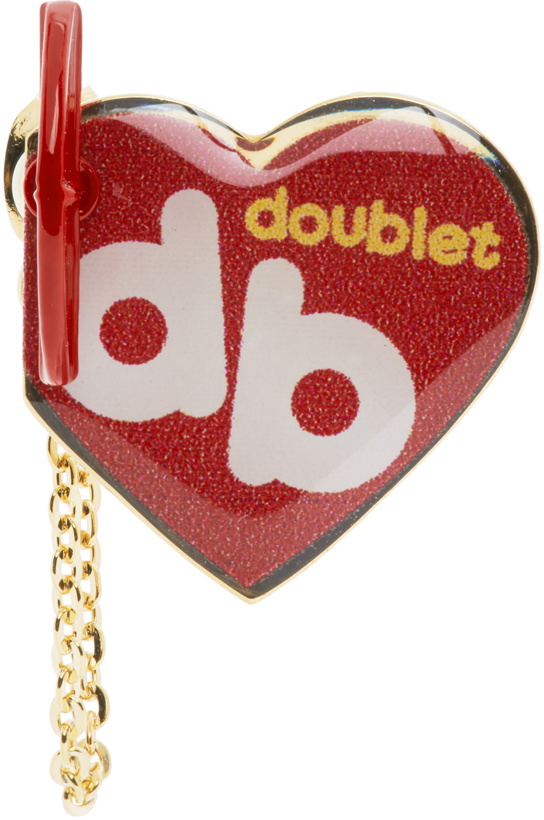 Photo: Doublet Gold & Red Heart Shape Single Earring
