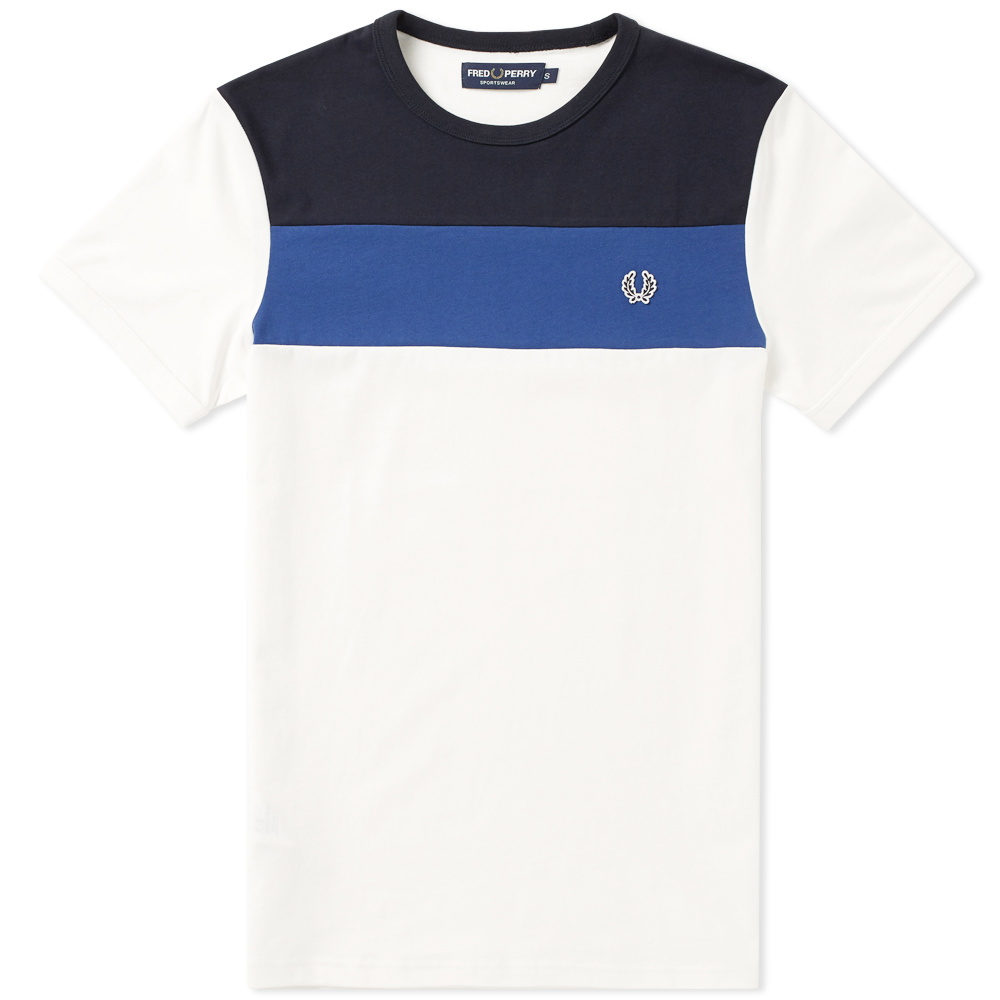 Fred Perry Colour Block Panel Tee White Fred Perry