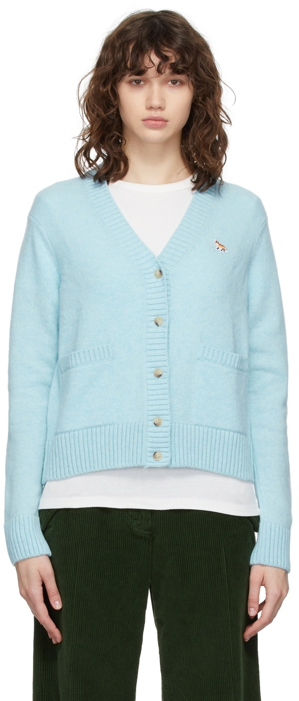 Maison Kitsuné Blue Baby Fox Patch Cardigan Maison Kitsune