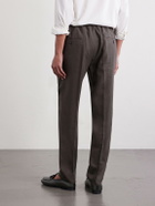 De Petrillo - Straight-Leg Pleated Linen Suit Trousers - Brown
