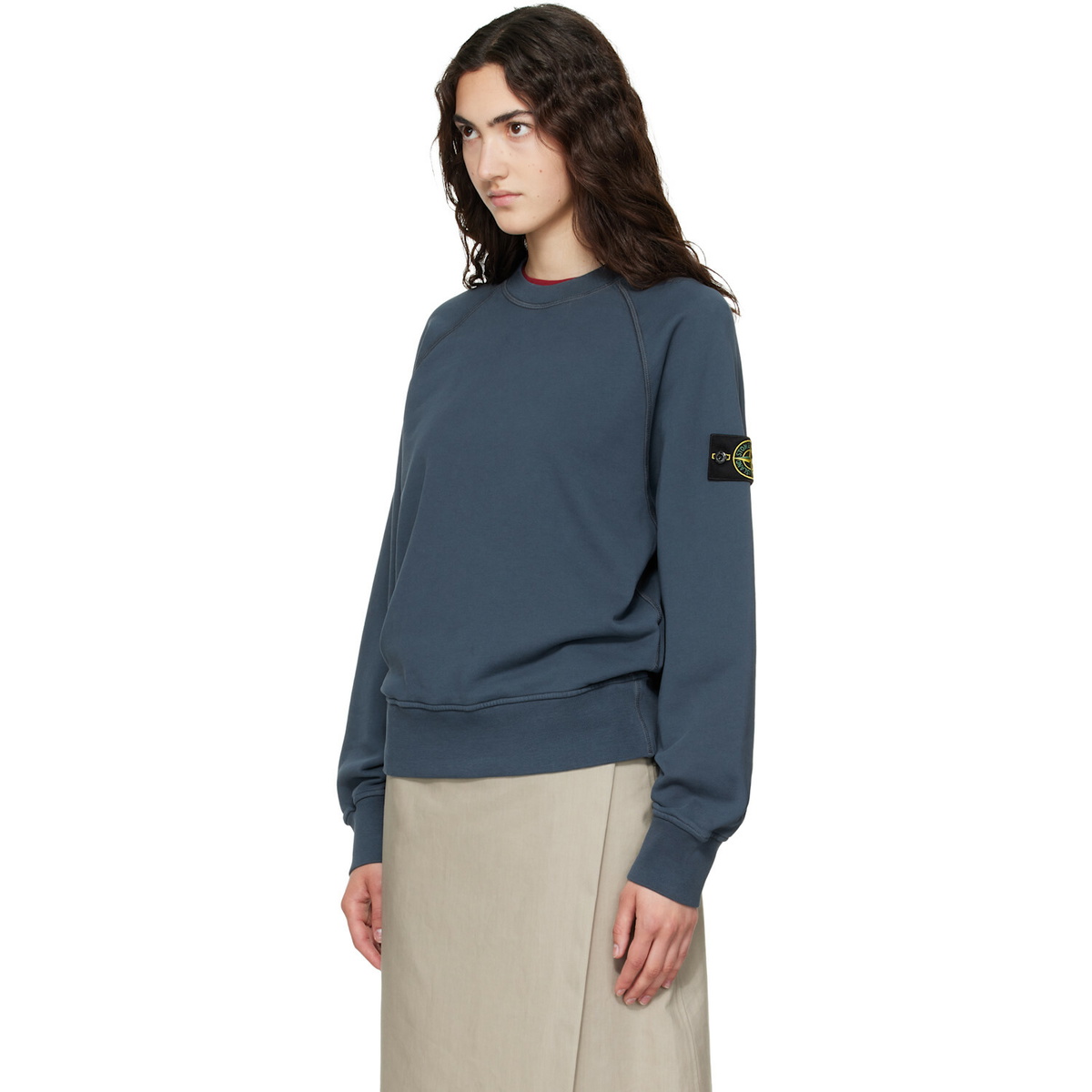 Stone Island Navy 6100008 Organic Cotton Fleece Sweatshirt