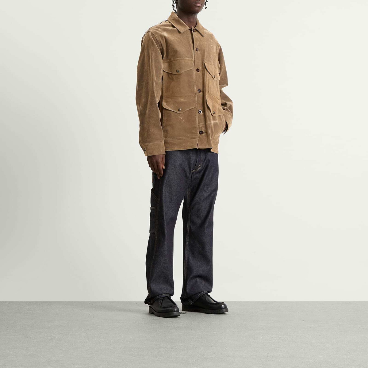Junya Watanabe MAN Men's Flocked Denim Jacket in Beige Junya Watanabe