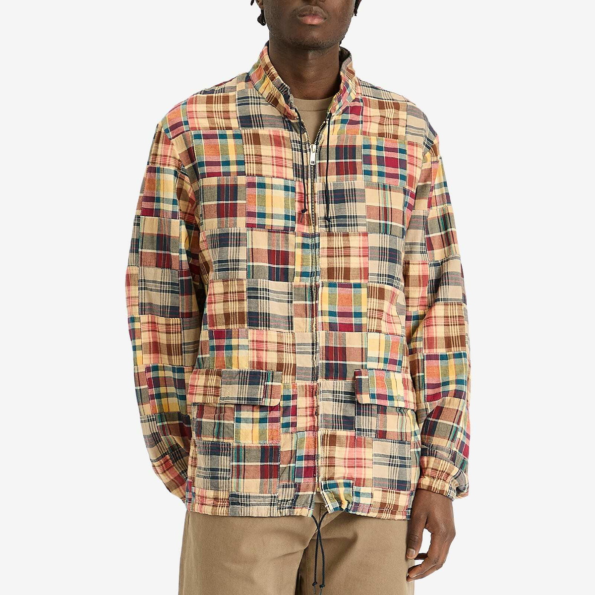 Beams Plus Men's Madras Patchwork Swing Jacket in Beige Base