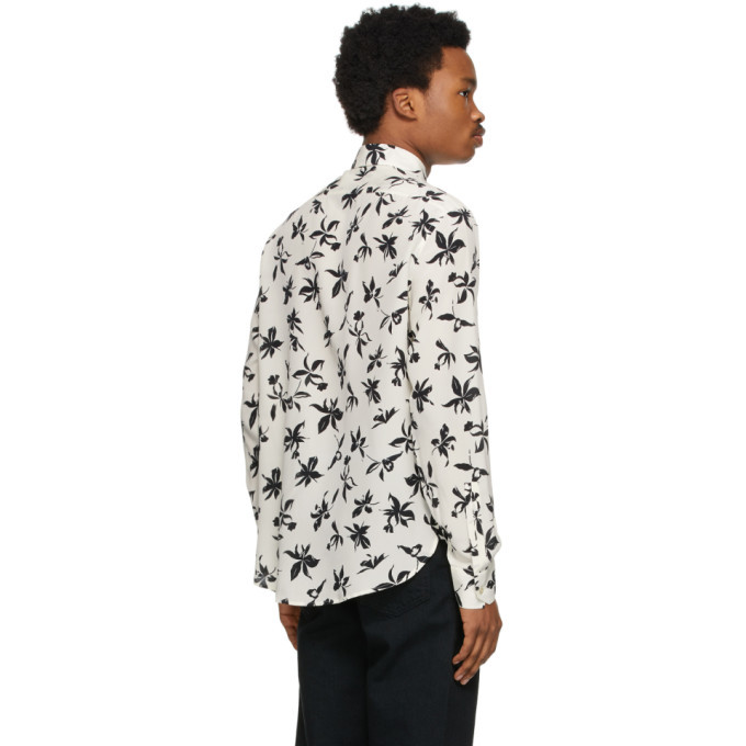 Off-White Men's Silk Shirt with Graphic Print