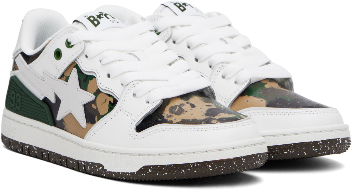 BAPE White & Khaki 'BAPE' SK8 STA #2 M1 Sneakers A Bathing Ape