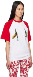Charles Jeffrey LOVERBOY White & Red Graphic Raglan T-Shirt