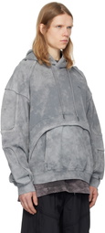 Juun.J Gray Racer Patched Dyed Hoodie