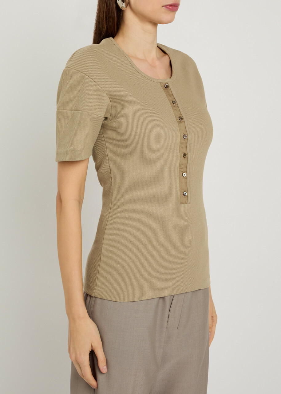 Lemaire Ribbed Cotton-blend top Sage