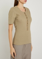 Lemaire Ribbed Cotton-blend top Sage