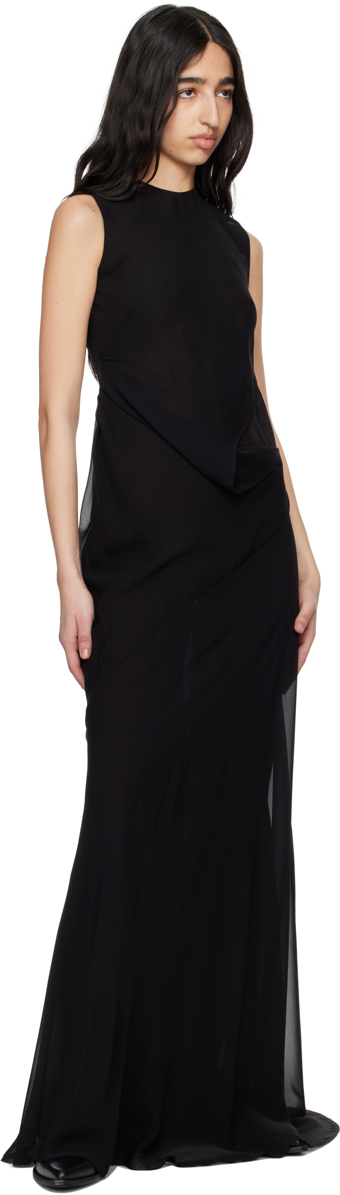 Ann Demeulemeester Black Leah Long Asymmetric Maxi Dress